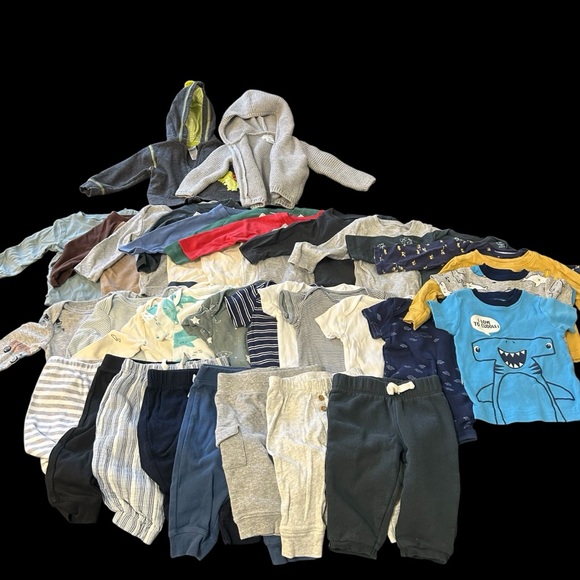 Carter's Other - Bundle/ Lot Of 34 Baby Boy Clothes Size 6 Months Pants Bodysuits Hoodies